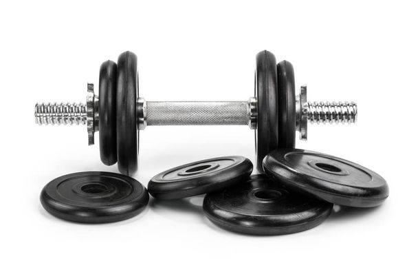 dumbbell weights plates isolated white background - Zdjęcie, obraz