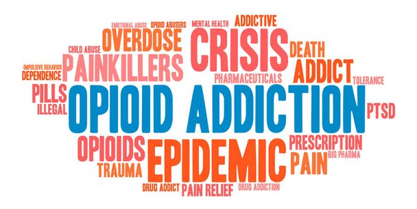 Nube de palabras de adicción a los opioides
 - Vector, imagen