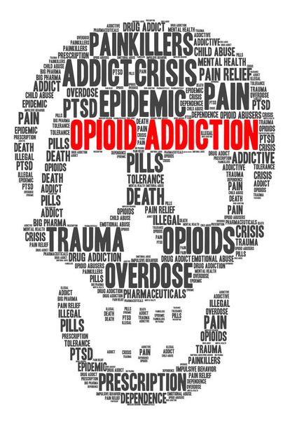 Nube de palabras de adicción a los opioides
 - Vector, imagen