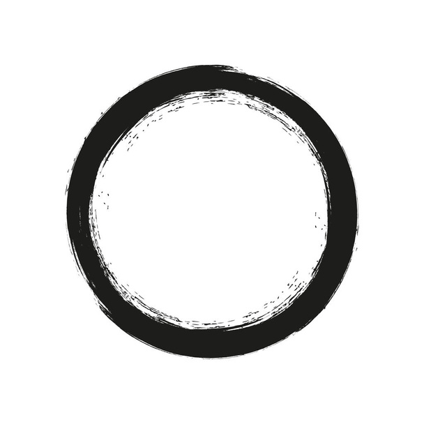 Векторний пензлик махає колами фарби на білому тлі. Чорнило намальоване коло пензлем ручної фарби. Логотип, елемент дизайну етикетки Векторні ілюстрації. Чорне абстрактне гранжеве коло. Рамка
 - Вектор, зображення