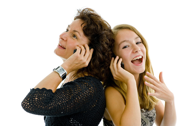 matka i córka w telefonie - Zdjęcie, obraz