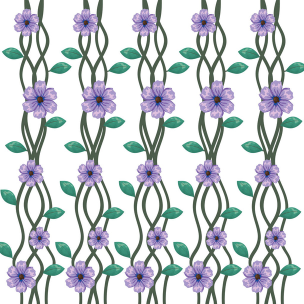 branch with leafs and flowers pattern - Вектор,изображение