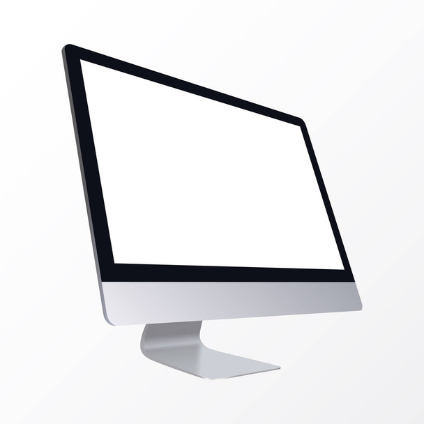 Pantalla de computadora realista aislada sobre fondo blanco. Pantalla de ordenador con pantalla negra en blanco
. - Vector, imagen