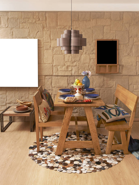 Modern dekoratif oda tarzı, durgun yaşam, kanepe lambası yastığı ve ev. - Fotoğraf, Görsel