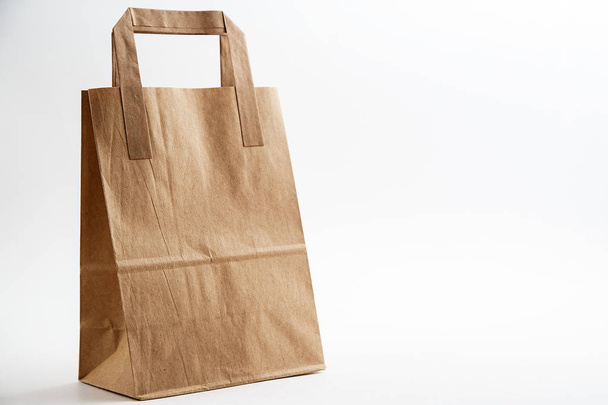 Cardboard bags on white isolated background. Front view - Foto, Imagem
