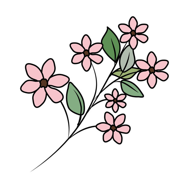 beautiful flowers decorative icon - Вектор, зображення