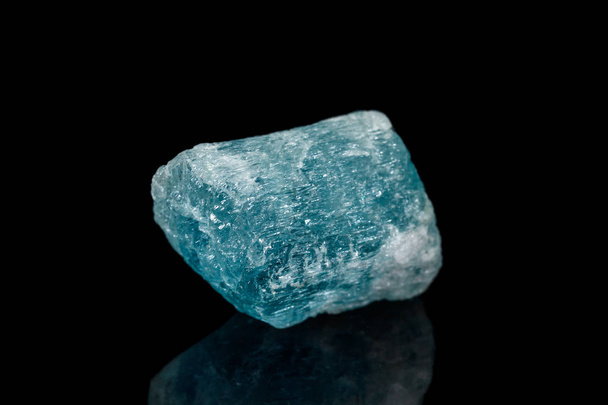 macro mineral stone aquamarine on a black background - Photo, Image