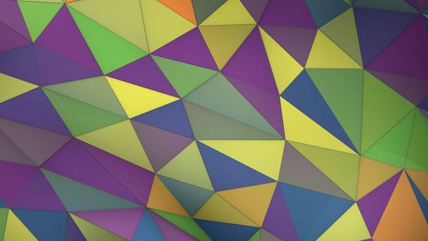 Multicolor lente de zomer kleur palet plexus abstracte geometrische achtergrond met driehoeken 3d render - Foto, afbeelding