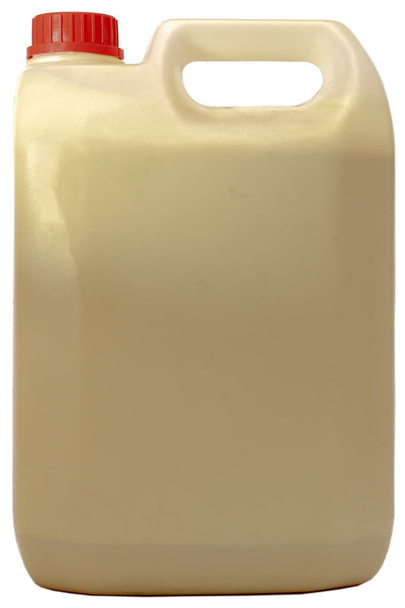 Plastic jerrycan isolated on white background. Pendant plastic canister - Photo, Image