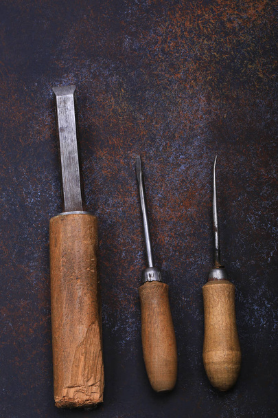 old retro repair tools on rusty background - Fotoğraf, Görsel