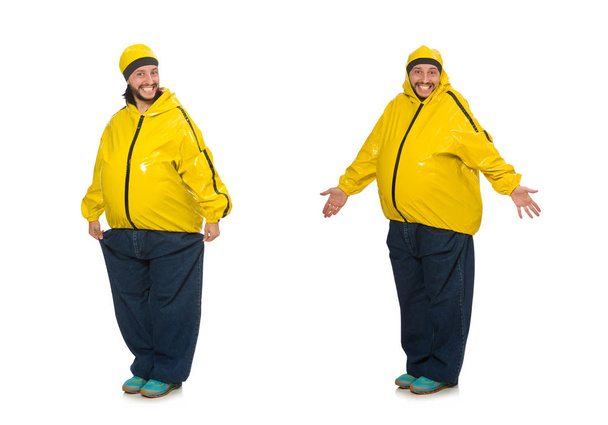 Человек с избыточным весом изолирован от белого - Фото, изображение