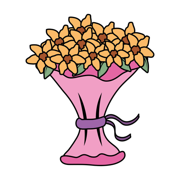 beutiful flowers bouquet icon - Vektör, Görsel