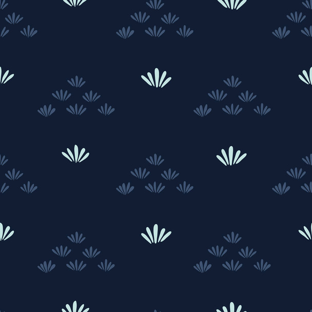 Patrón de hierba flor estilizada azul índigo. Repetición sin fisuras
. - Vector, imagen