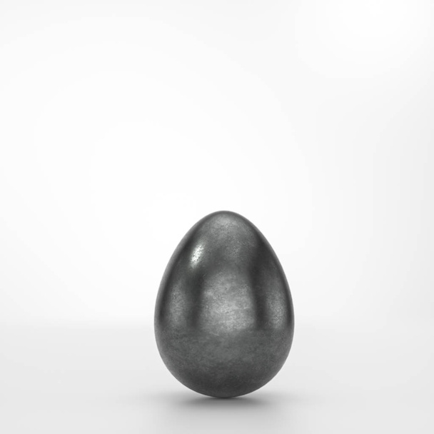 Одне чорне великоднє яйце на білому тлі
 - Фото, зображення