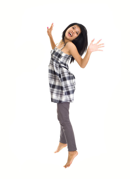 Femme sautant de joie
 - Photo, image