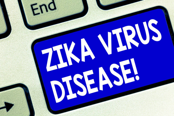 Írásbeli Megjegyzés mutatja Zika betegség vírusa. Üzleti fénykép bemutató továbbítani elsősorban Aedes szúnyogok, amely harap billentyű szándékát, hogy hozzon létre a számítógép üzenetet, nyomja meg a billentyűzet ötlet. - Fotó, kép