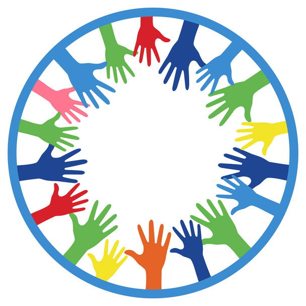 Colorido Levantar as Mãos Fundo para a consciência de saúde apoio esperança caridade com olhar elegante
 - Vetor, Imagem