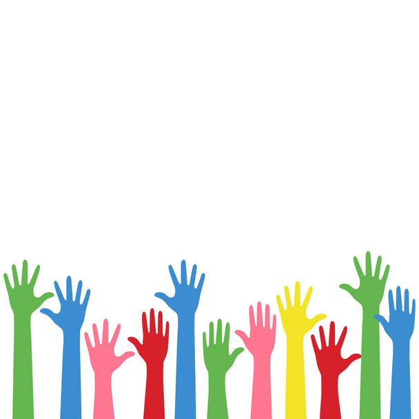 Colorful Raise Up Hands Background for health awareness support hope charity with elegant look - Vector, Image