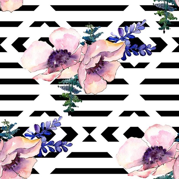 Bouquet violet fleur botanique florale. Ensemble d'illustration de fond aquarelle. Modèle de fond sans couture
. - Photo, image