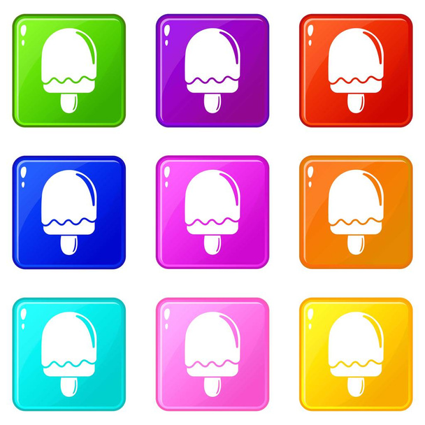 Semicircular ice cream icons set 9 color collection - Vector, Imagen
