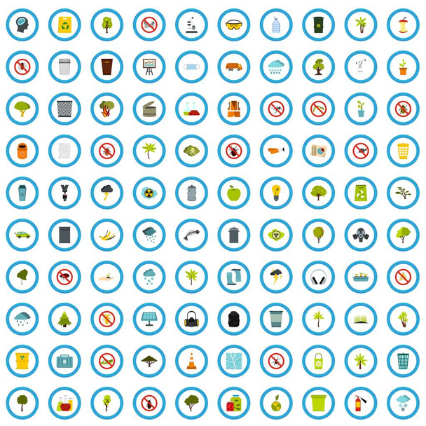 100 conjunto de ícones de análise de ambiente, estilo plano
 - Vetor, Imagem