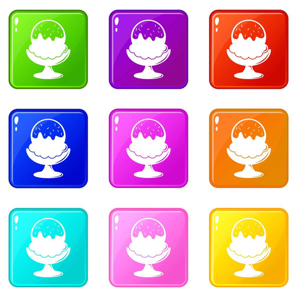 Glass ice cream icons set 9 color collection - ベクター画像