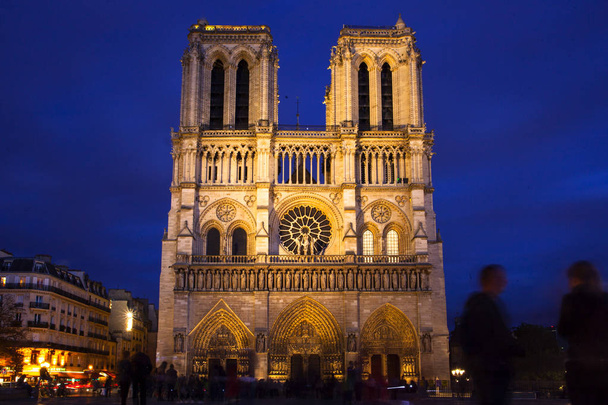 Notre dame v noci, Paříž, Francie - Fotografie, Obrázek