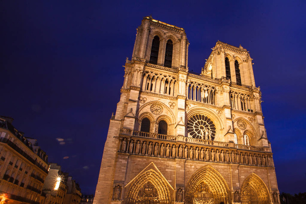 Notre dame v noci, Paříž, Francie - Fotografie, Obrázek