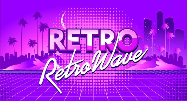 Retro Wave Sunset - Вектор, зображення