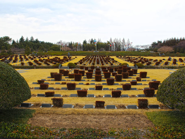 Τοπίο νεκροταφείο του ΟΗΕ Μνημείο στο Μπουσάν, Νότια Κορέα, Ασία - Φωτογραφία, εικόνα
