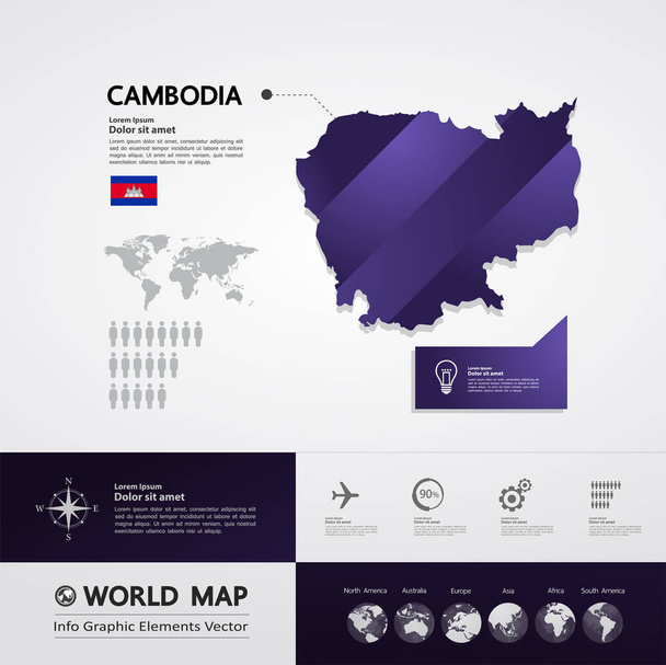 Εικονογράφηση διάνυσμα Χάρτης Καμπότζης. - Διάνυσμα, εικόνα