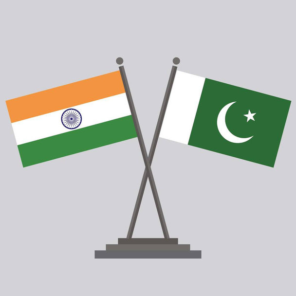 Σημαία της Ινδίας με σημαία από Pakistan.Flag της Ινδίας με σημαία του Πακιστάν αντλώντας από εικονογράφηση - Διάνυσμα, εικόνα