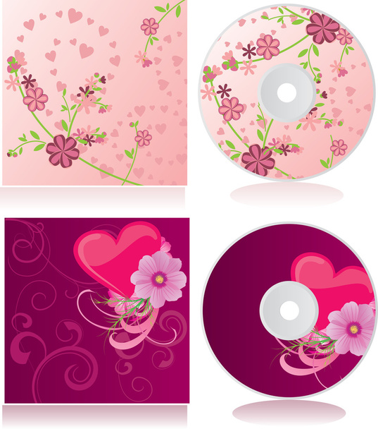 Vector pink flowers discs covers set - Vector, Image