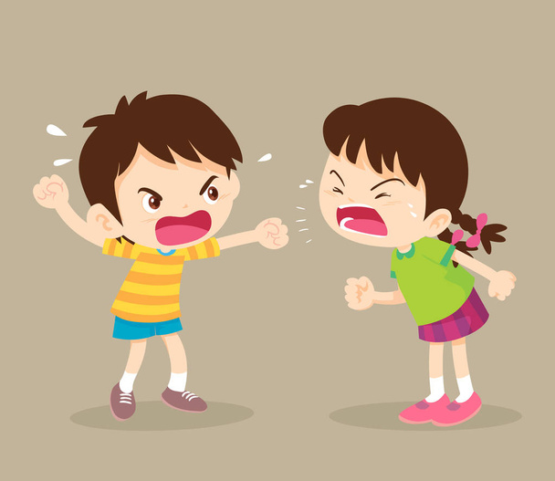 boos student jongen en meisje zijn ruzie - Vector, afbeelding