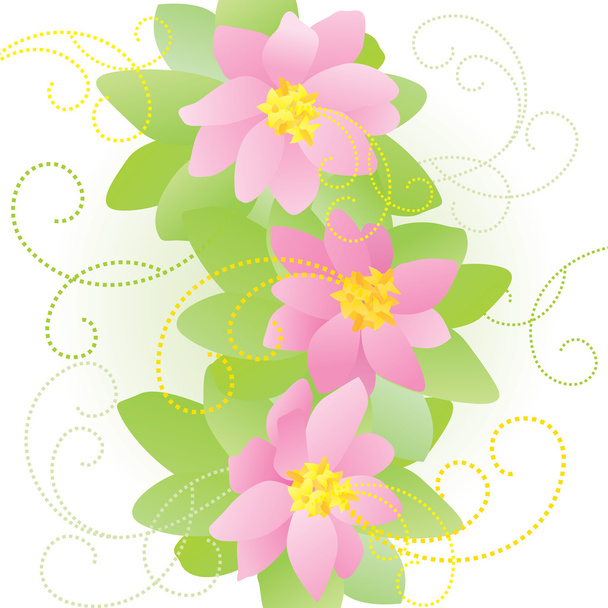 Pink flowers curves - Vector, Image