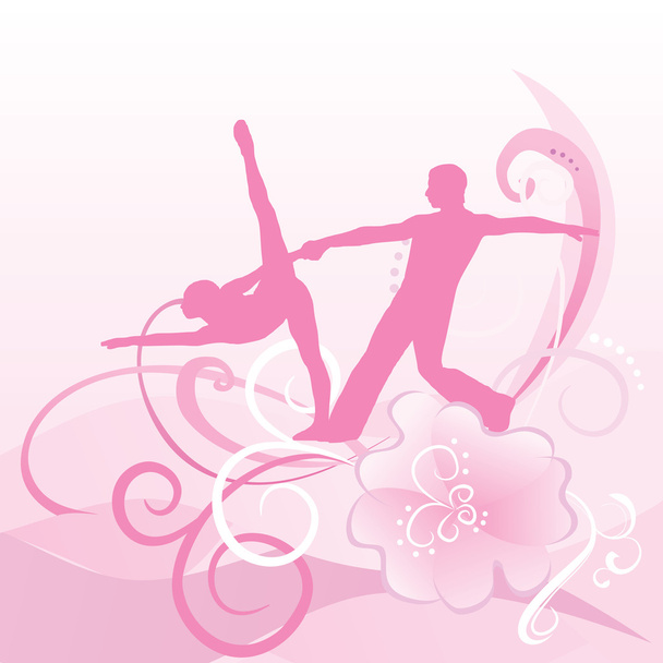 pembe dans kız love valentines bahar siluet - Vektör, Görsel