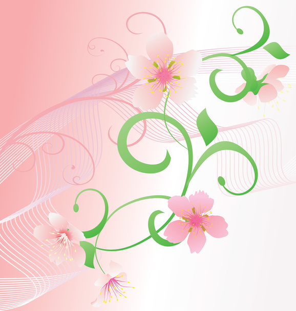 Pink flowers backdrop vector - Vector, Image