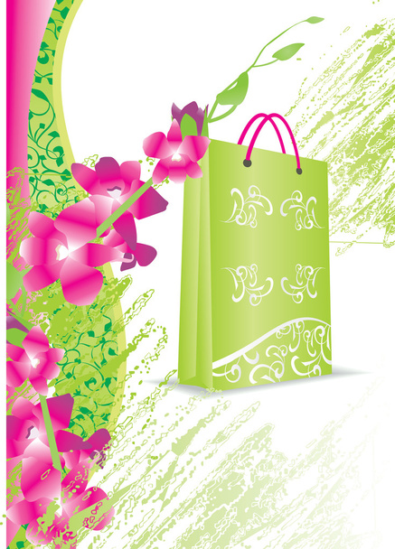bolsa de compras de flores
 - Vector, Imagen