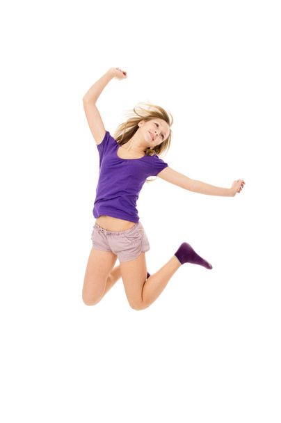 beautiful girl jumps - Foto, Imagem
