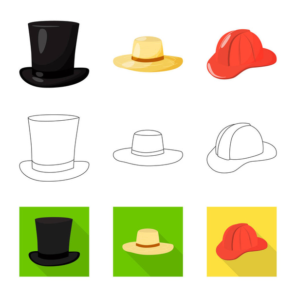Vector illustration of clothing and cap icon. Collection of clothing and beret stock vector illustration. - Vetor, Imagem