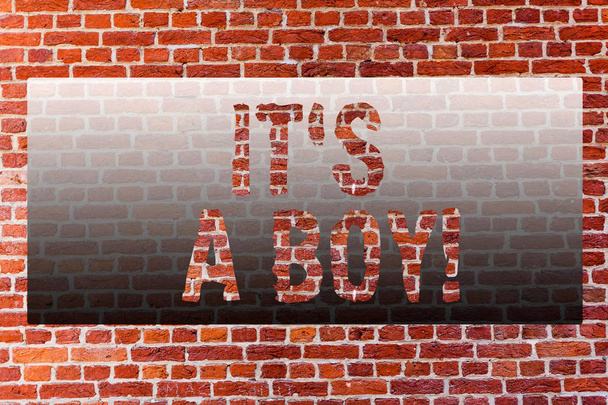 Tekstiä kirjoitetaan "S A Boy". Business käsite Mies vauva on tulossa Sukupuoli paljastaa Celebration Brick Wall taidetta kuten Graffiti motivoiva puhelu kirjoitettu seinälle
. - Valokuva, kuva