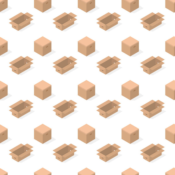Seamless background from a set of cardboard boxes, vector illustration. - Vector, Image