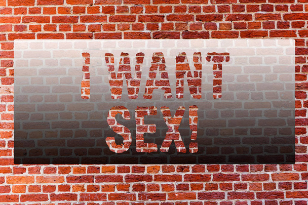 Word writing text I Want Sex. Business concept for To desire sexual intercourse Excitement Brick Wall art like Graffiti motivational call written on the wall. - Photo, Image