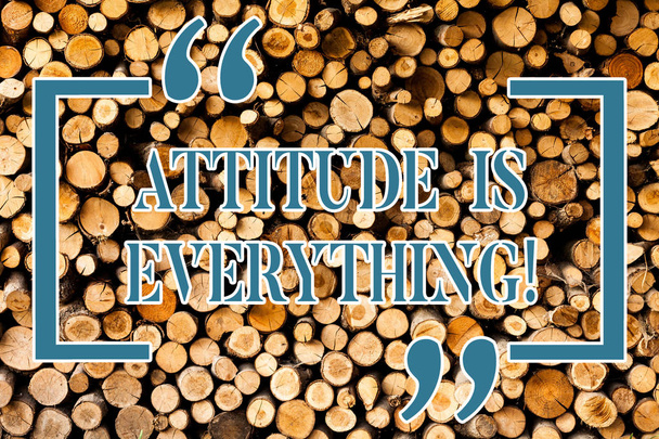 Writing note showing Attitude Is Everything. Business photo showcasing Personal Outlook Perspective Orientation Behavior Wooden background vintage wood wild message ideas intentions thoughts. - Photo, Image