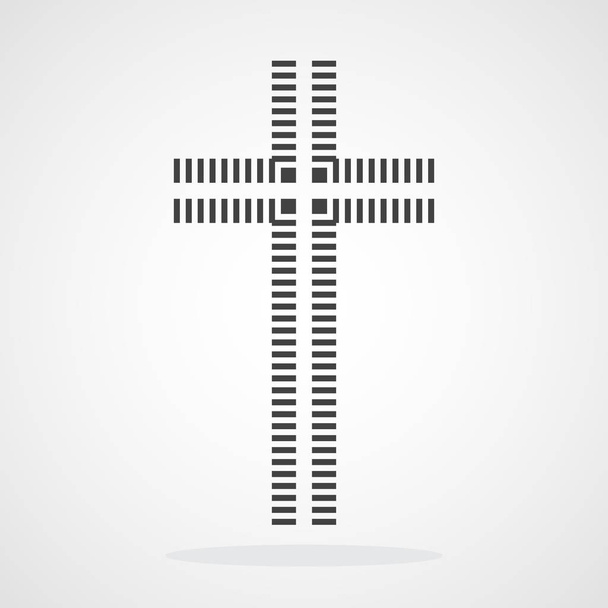 Szürke keresztény kereszt ikonra. Vektoros illusztráció. - Vektor, kép