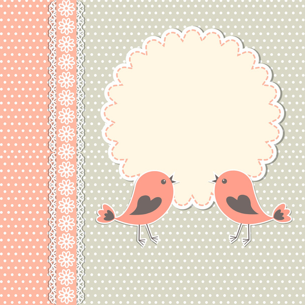 Round frame with two birds - Vector, Image