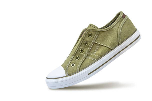 Zöld cipők, elszigetelt fehér background vágógörbével. - Fotó, kép