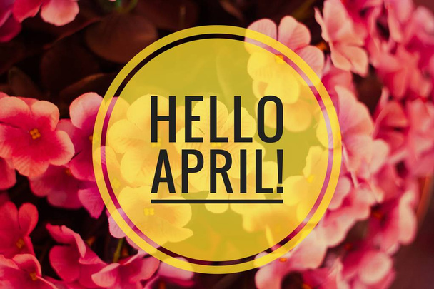 Banner hello april. Hi spring. Hello April. Welcome card We are waiting for the new spring month. The second month of spring. - Photo, Image
