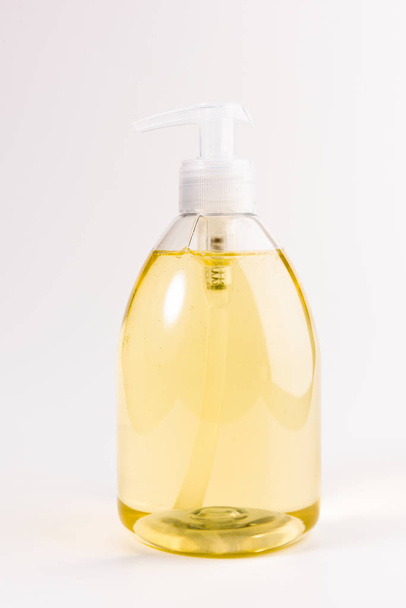 yellow liquid soap  isolated on a white background  - Zdjęcie, obraz