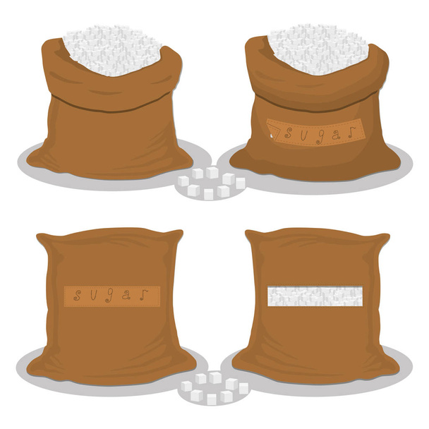 Abbildung zum Themenset verschiedene Arten Säcke gefüllte Würfel sug - Vektor, Bild